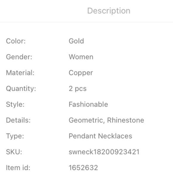 2 pcs Bar Rhinestone Charm Necklace Set Golden - Picture 6 of 7